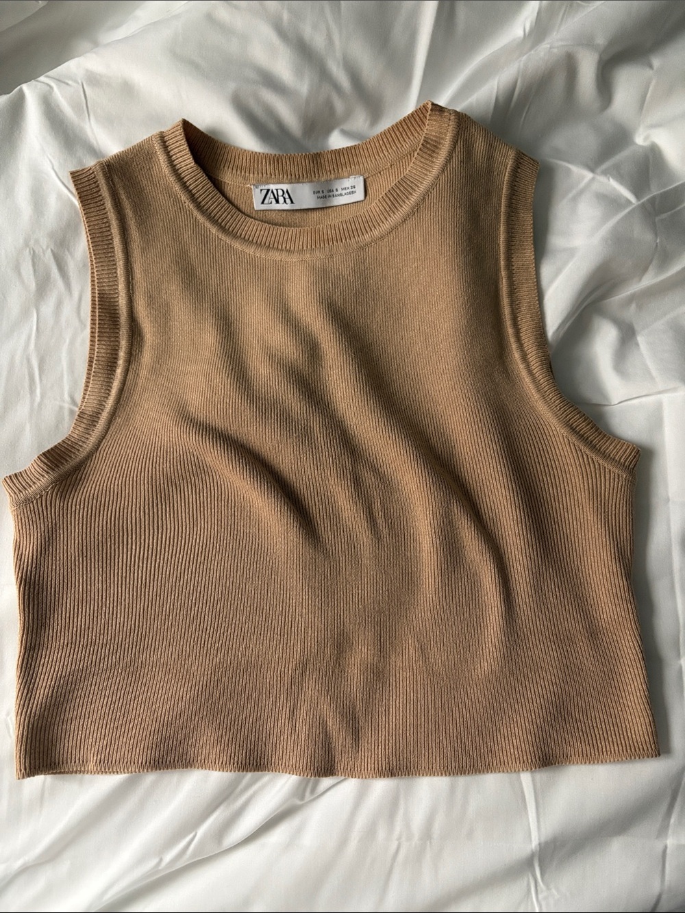 Zara Crop Tank in Camel
